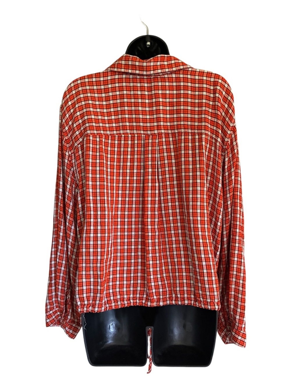 Lane Bryant Autumn Orange Gingham Cropped Plaid Tie Hem Top Size 22 - Picture 2 of 7